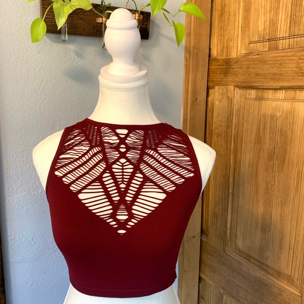 BKE Red Slit Halter Top